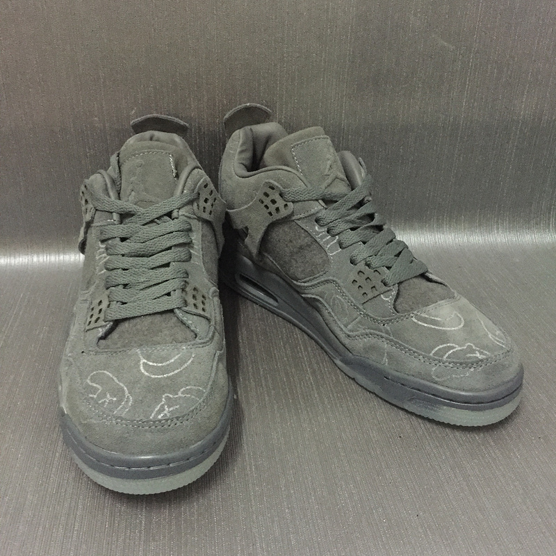 KAWS x Air Jordan 4 Sample Graffiti Grey Shoes - Click Image to Close